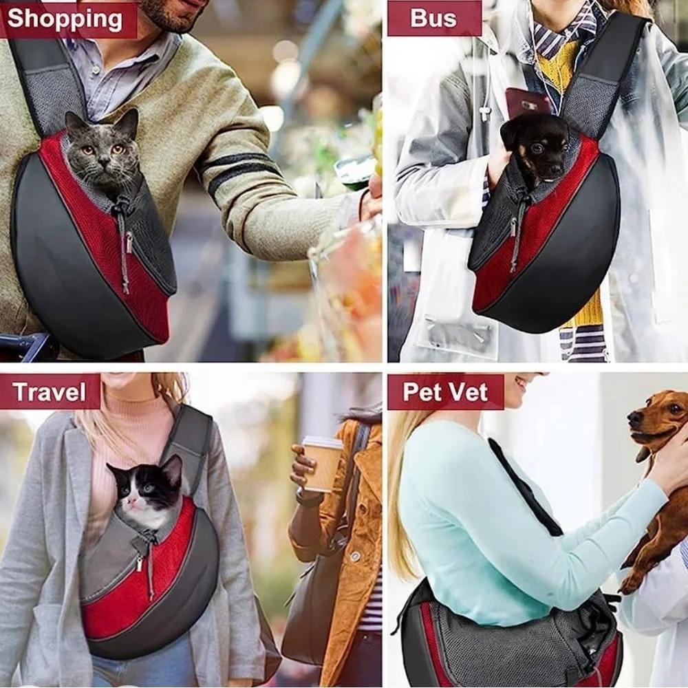 Pet Puppy Dog Mesh Sling Carry Pack Backpack Carrier Travel Tote Shoulder